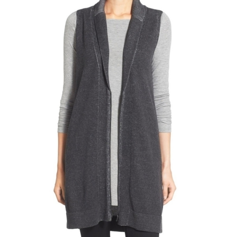 Eileen Fisher Organic Cotton Zip Front Vest